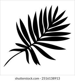 Black and white vector design element of tropical leaves silhouette. Perfect for create fashion apparel fabric, trendy package, bedding, wallpaper, accessories, outerwear, cloth textile.