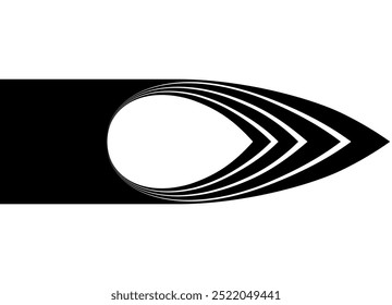 Elemento de diseño de Vector blanco y negro. Patrón de rayas deportivo. Tira de carreras para un coche deportivo, barco, motocicleta, ropa deportiva, juguete. Vector de fondo. Arco de líneas. Flecha