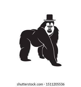 Black and White Vector Design Of Gorilla