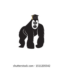 Black and White Vector Design Of Gorilla