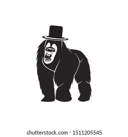 Black and White Vector Design Of Gorilla