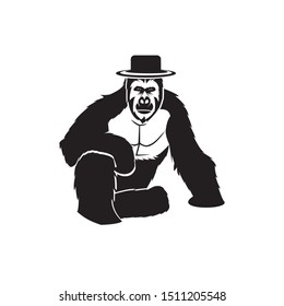 Black and White Vector Design Of Gorilla