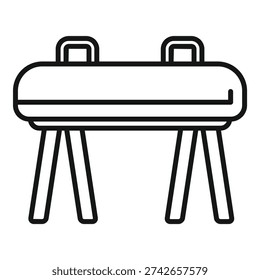 Black and white vector design of a gymnastics pommel horse, icon for sports equipment