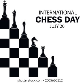 Black and white vector design for International Chess Day 20 July.