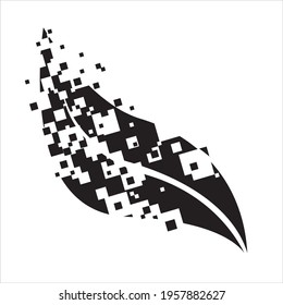 black and white vector digital leaf icon design