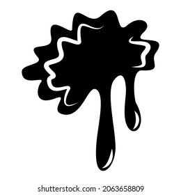 Black and white vector dirt icon. Simple flat illustration of dripping blob
