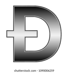 Black and white vector dogecoin logo, currency sign