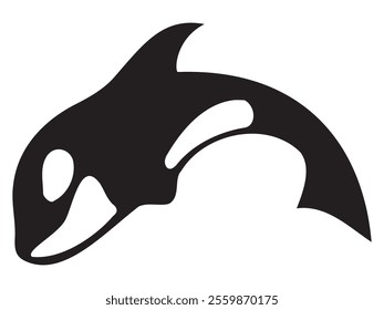 Black and white vector dolphin. Cartoon vector graphics. Dolphin image for tattoo