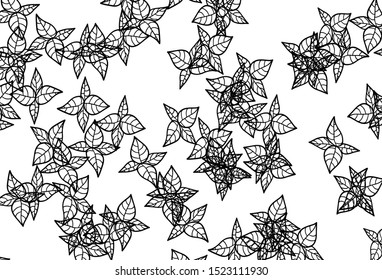 Black and White vector doodle backdrop with leaves. Colorful abstract illustration with leaves in doodle style. Hand painted design for web, leaflets.
