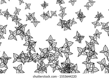 Black and White vector doodle backdrop with leaves. Decorative illustration with doodles on abstract template. Hand painted design for web, wrapping.