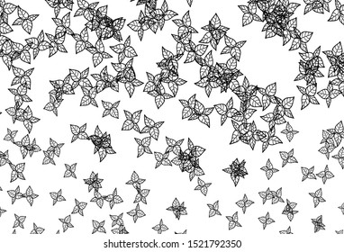 Black and White vector doodle background with leaves. Sketchy doodles with leaves on blurred background. Doodle design for your web site.