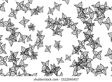 Black and White vector doodle background with leaves. leaves on elegant natural pattern with gradient. Elegant pattern for your brand book.