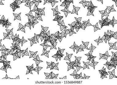Black and White vector doodle background with leaves. An elegant bright illustration with leaves in Natural style. A new texture for your wallpaper design.