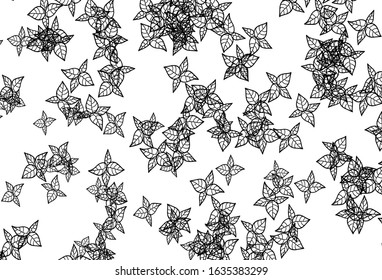 Black and White vector doodle background with leaves. leaves on blurred abstract background with gradient. Hand painted design for web, leaflets.