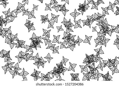 Black and White vector doodle layout with leaves. Colorful illustration in doodle style with leaves. Textured pattern for websites, banners.