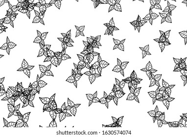 Black and White vector doodle layout with leaves. leaves on blurred abstract background with gradient. The best design for your business.