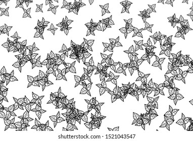 Black and White vector doodle pattern with leaves. Modern geometrical abstract illustration with leaves. Textured pattern for websites, banners.