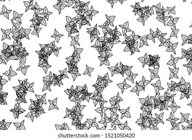 Black and White vector doodle template with leaves. Colorful abstract illustration with leaves in doodle style. Elegant pattern for your brand book.