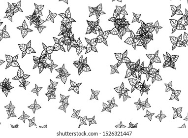 Black and White vector doodle template with leaves. Glitter abstract illustration with doodles and leaves. Doodle design for your web site.