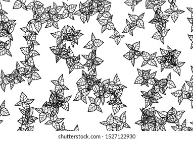 Black and White vector doodle template with leaves. Colorful illustration in doodle style with leaves. Pattern for wallpapers, coloring books.