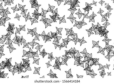 Black and White vector doodle template with leaves. leaves on blurred abstract background with gradient. Template for backgrounds of cell phones.