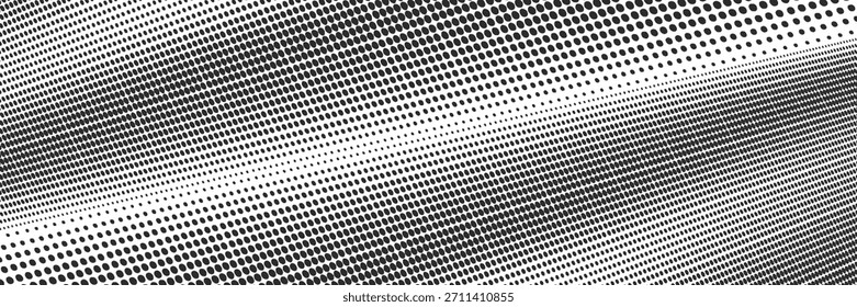 Vetor preto e branco pontilhado imagem de papel panorâmico. Plano de fundo da grade de pontos regular gráfica. eps 10