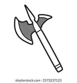 black and white vector, double-edged axe with pointed end