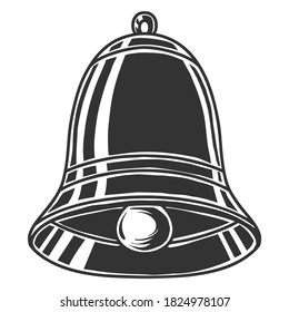 Black and white vector drawing of the bell, isolated on white background.