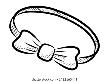 BLACK AND WHITE VECTOR DRAWING OF A BOW TIE FOR PETS