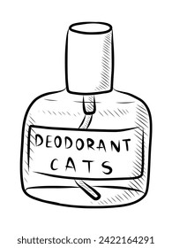 BLACK AND WHITE VECTOR DRAWING OF DEODORANT FOR CATS