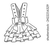 BLACK AND WHITE VECTOR DRAWING OF A FESTIVE SUNDRESS FOR PETS