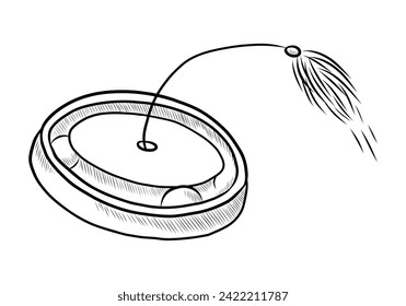 VECTOR BLANCO Y NEGRO DIBUJANDO DE UN JUGUETE DE PISO CON BALLAS PARA UN GATO