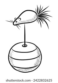 VECTOR BLANCO Y NEGRO DIBUJANDO DE UN JUGUETE DE PISO CON UN RATÓN PARA LAS MASCOTAS