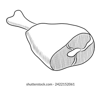 BLACK AND WHITE VECTOR DRAWING OF A HAM