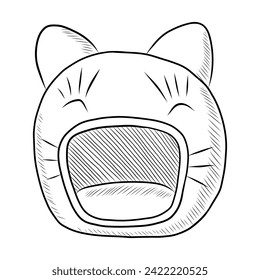 BLACK AND WHITE VECTOR DRAWING OF A HOUSE FOR A CAT