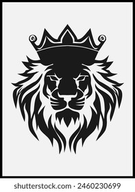 Black and white vector drawing illustration  line art of Lion head face