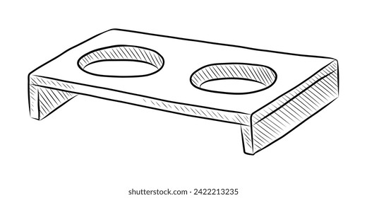 BLACK AND WHITE VECTOR DRAWING OF A PET BOWL
