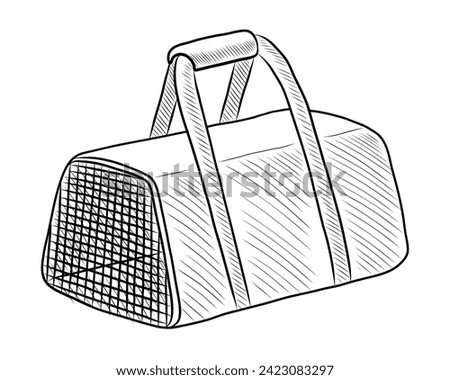 BLACK AND WHITE VECTOR DRAWING OF A PET CARRIER
