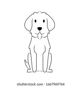 Black and white vector drawing. Sheep-dog.