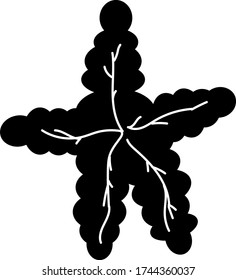 black and white vector drawing of a starfish