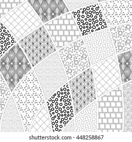 Black White Vector Drawing Style Patchwork Stock Vector (Royalty Free ...