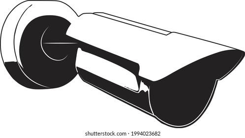 Cámara CCTV de pantalla plana con Vector blanco y negro. Sistema de seguridad, hogar inteligente, vigilancia
