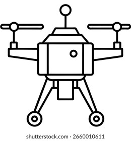 Black and White Vector Drone Illustration Simple Design