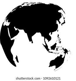 Black and white vector Earth globes. Isolated on white.