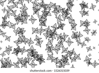 Black and White vector elegant background with leaves. Colorful illustration in doodle style with leaves. Pattern for wallpapers, coloring books.