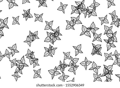 Black and White vector elegant background with leaves. New colorful illustration in doodle style with leaves. Textured pattern for websites, banners.