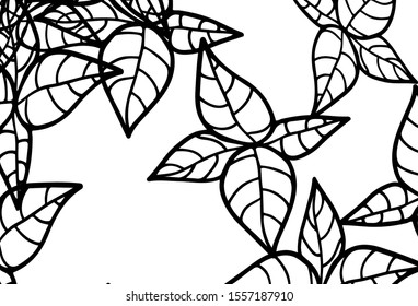 Black and White vector elegant background with leaves. New colorful illustration in doodle style with leaves. Colorful pattern for kid's books.