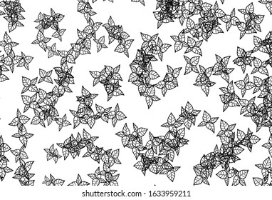 Black and White vector elegant pattern with leaves. Sketchy doodles with leaves on blurred background. New design for your business.