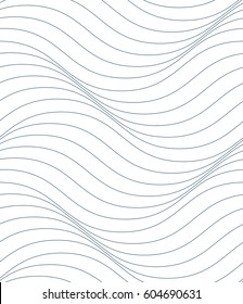 Black and white vector endless pattern created with thin undulate stripes, seamless netting composition. Continuous interlace texture can be used as website background and as wrapping paper 