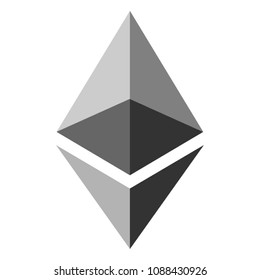 Black and white vector ethereum logo, currency sign